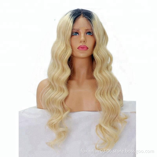 250 density super long 30 inch body wave glueless curly ombre 613 blonde human hair full lace wig